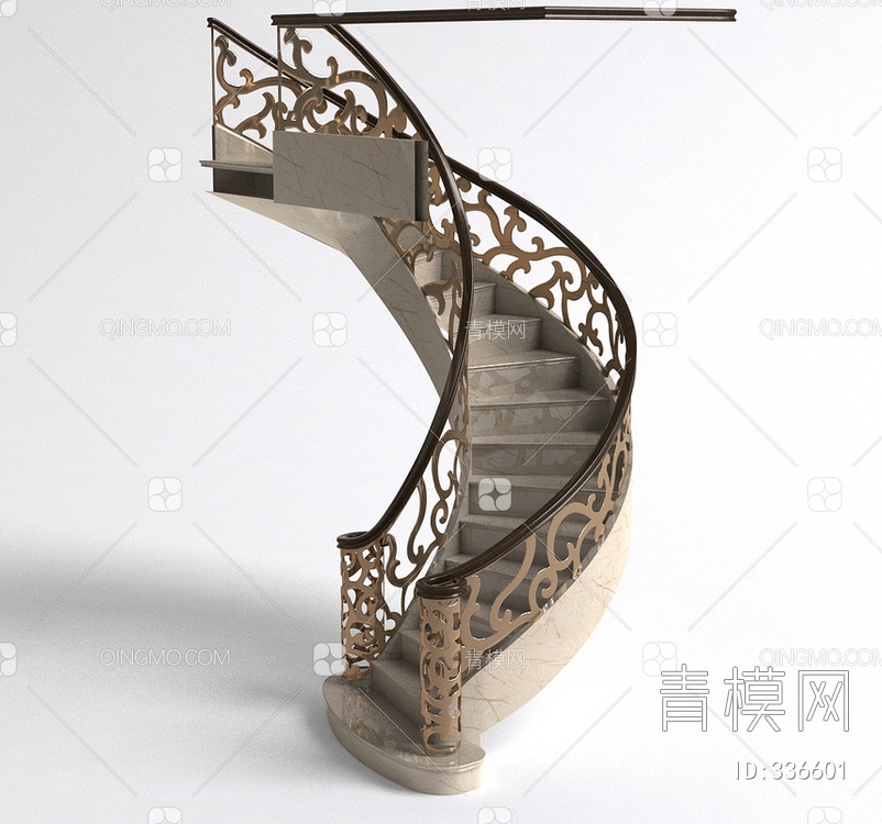铁艺栏杆楼梯3D模型下载【ID:336601】