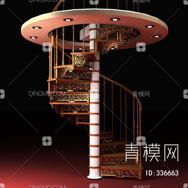 铁艺栏杆楼梯3D模型下载【ID:336663】