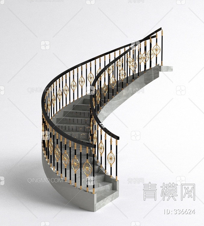 铁艺栏杆楼梯3D模型下载【ID:336624】