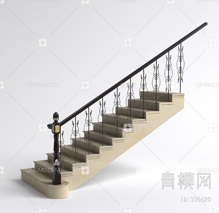 铁艺栏杆楼梯3D模型下载【ID:336620】