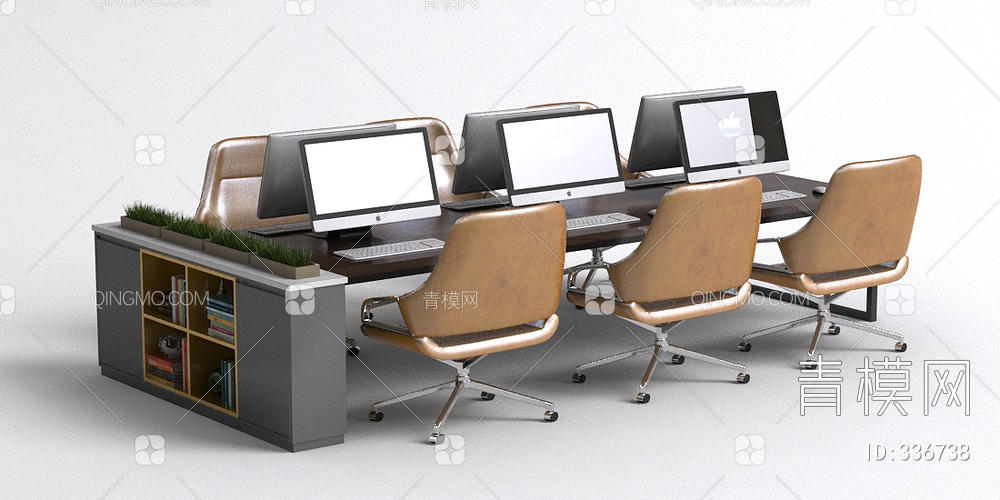 多人办公座椅组合3D模型下载【ID:336738】