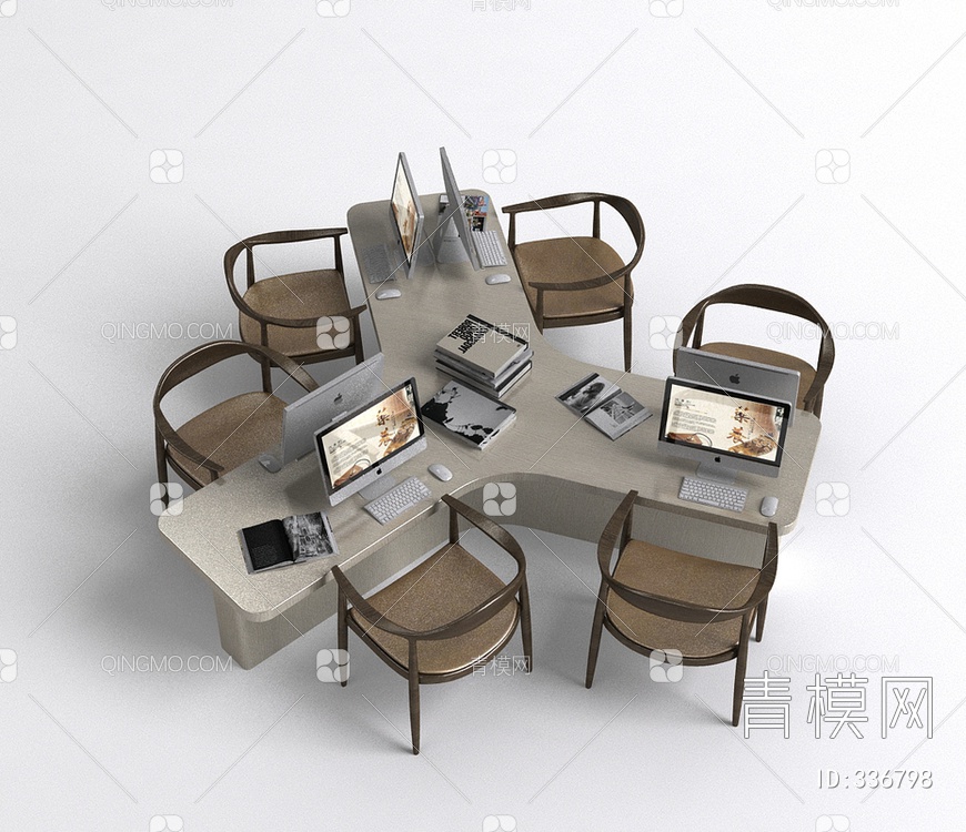 多人办公桌椅3D模型下载【ID:336798】