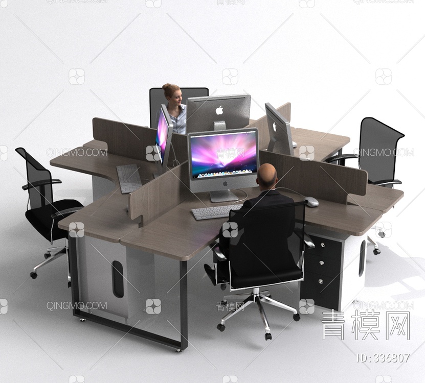 多人办公桌3D模型下载【ID:336807】