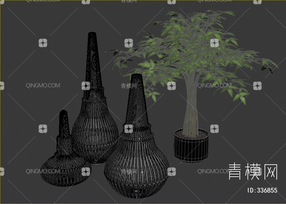 盆栽装饰摆件3D模型下载【ID:336855】