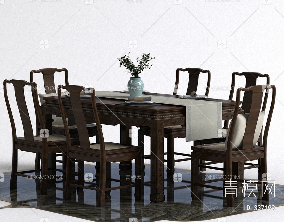 餐桌椅组合3D模型下载【ID:337199】