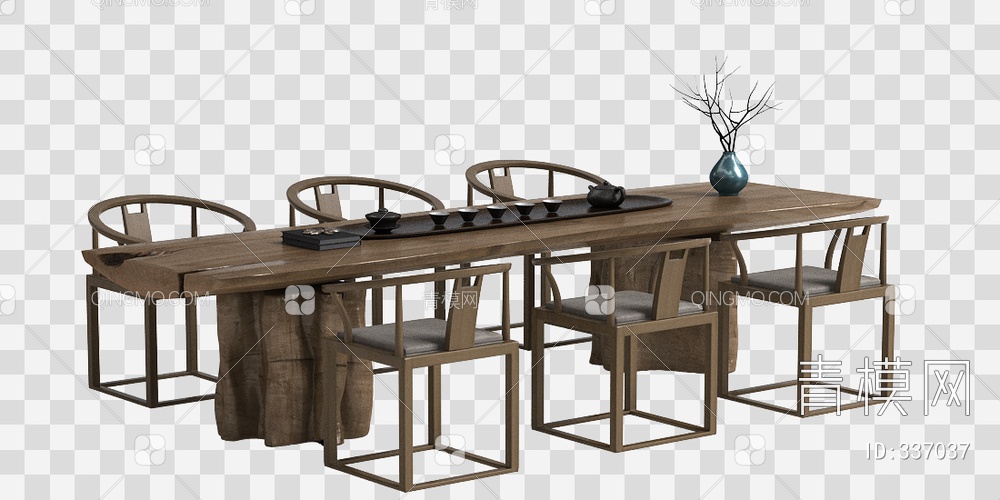 茶桌椅组合3D模型下载【ID:337037】