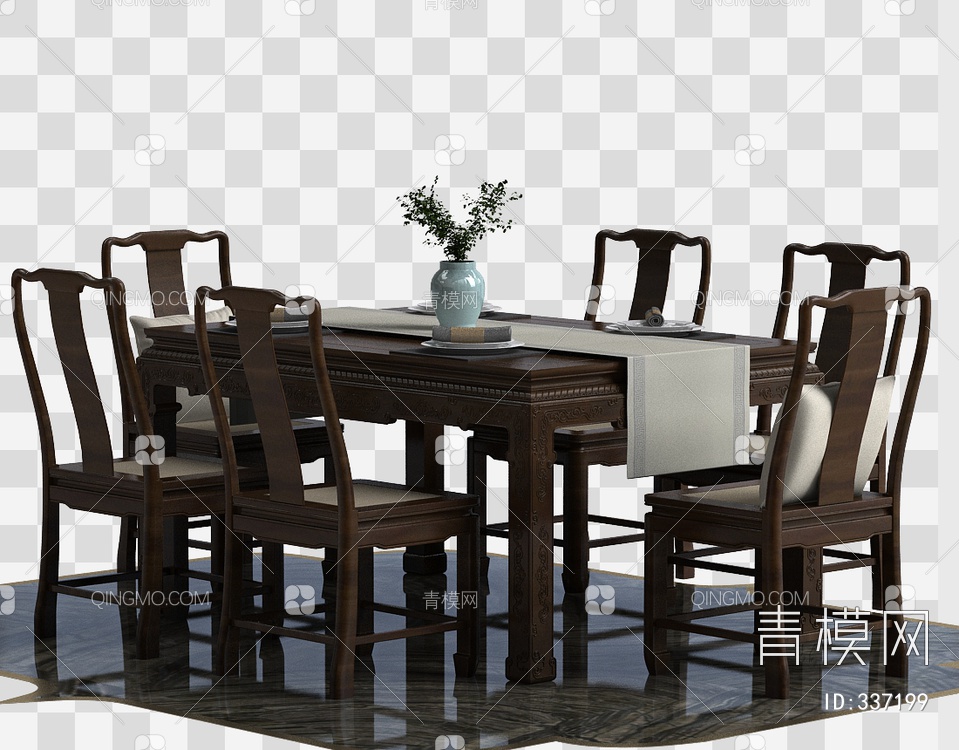 餐桌椅组合3D模型下载【ID:337199】
