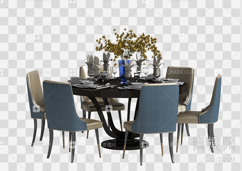 餐桌椅组合3D模型下载【ID:337077】