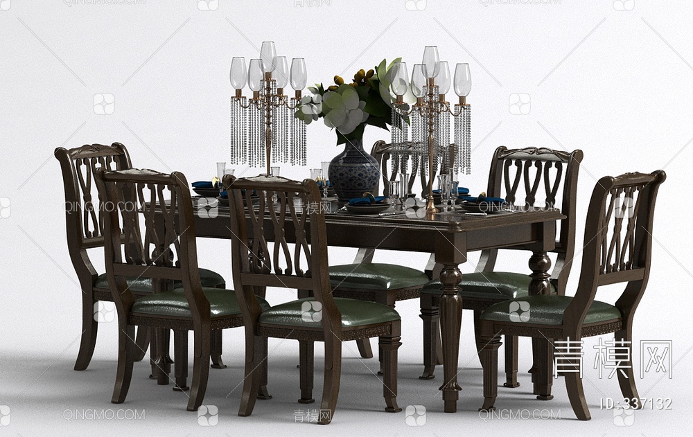 餐桌椅组合3D模型下载【ID:337132】