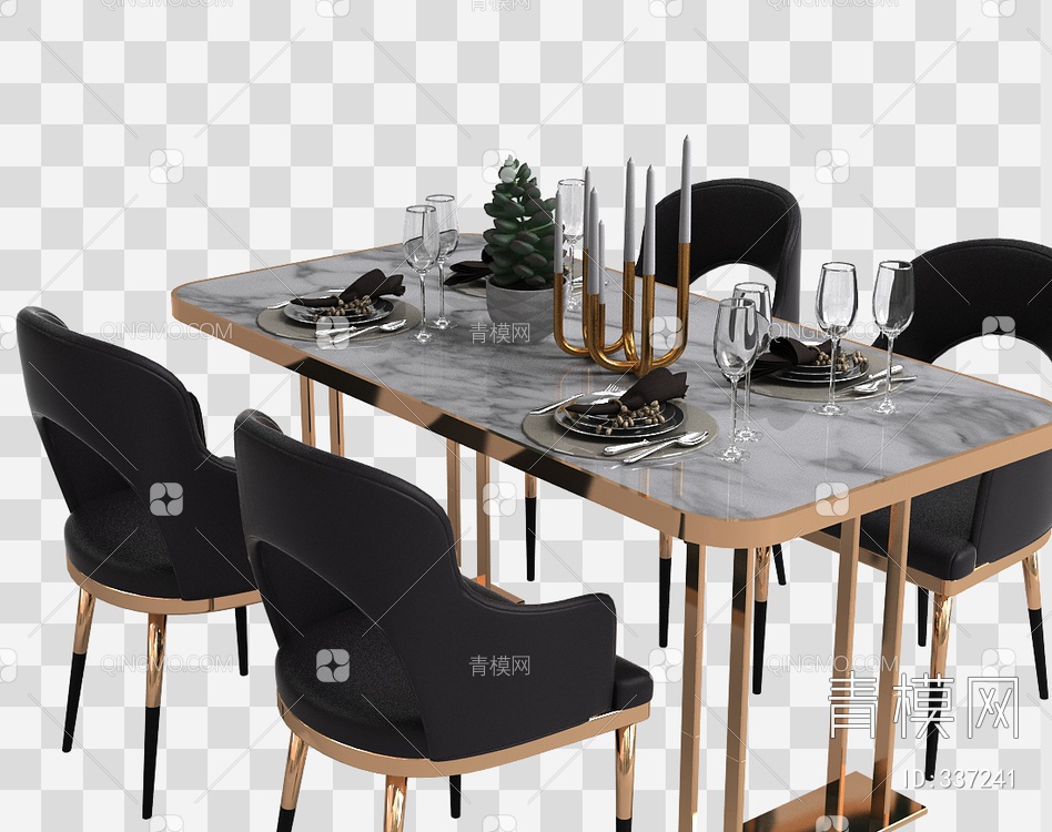 餐桌椅组合3D模型下载【ID:337241】