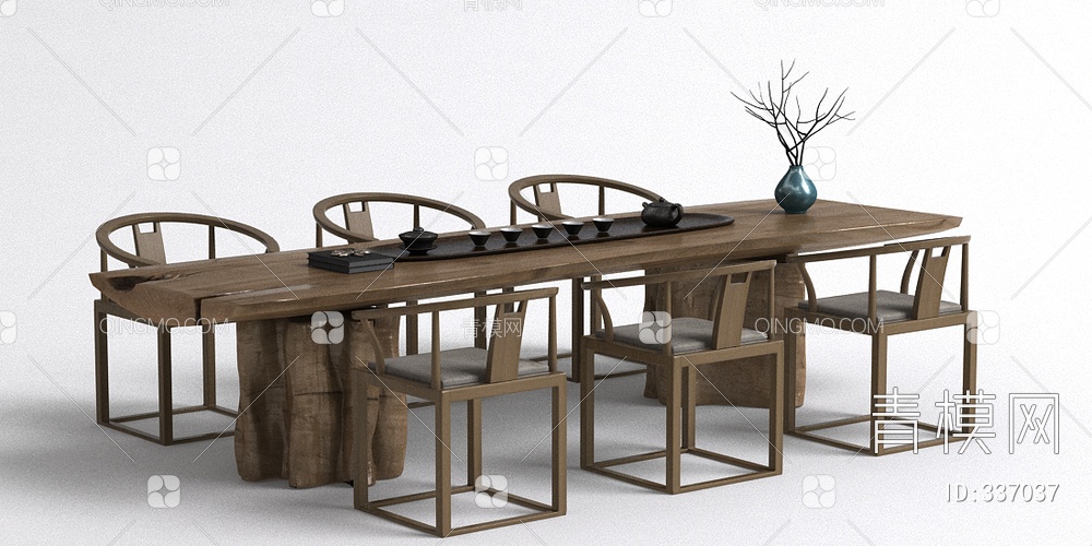 茶桌椅组合3D模型下载【ID:337037】