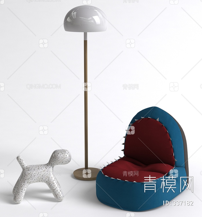 儿童鲨鱼单人沙发3D模型下载【ID:337182】