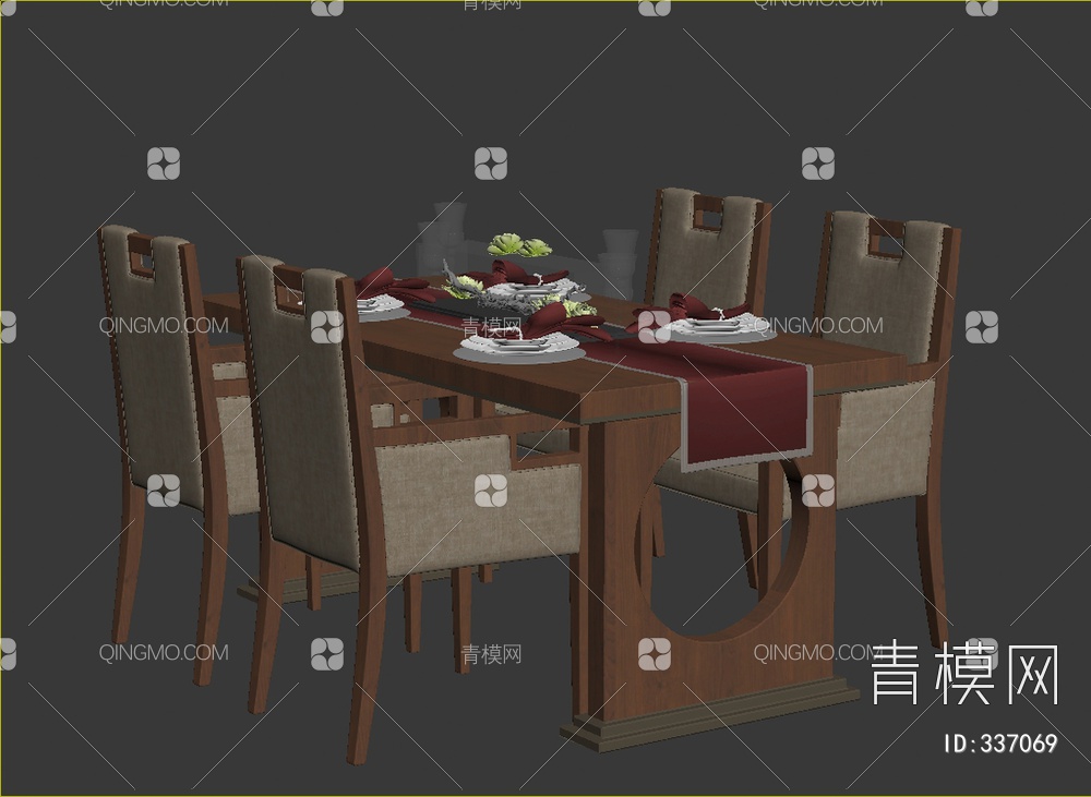 餐桌椅组合3D模型下载【ID:337069】