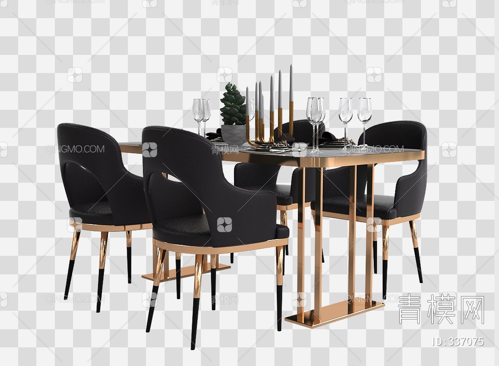 餐桌椅组合3D模型下载【ID:337075】