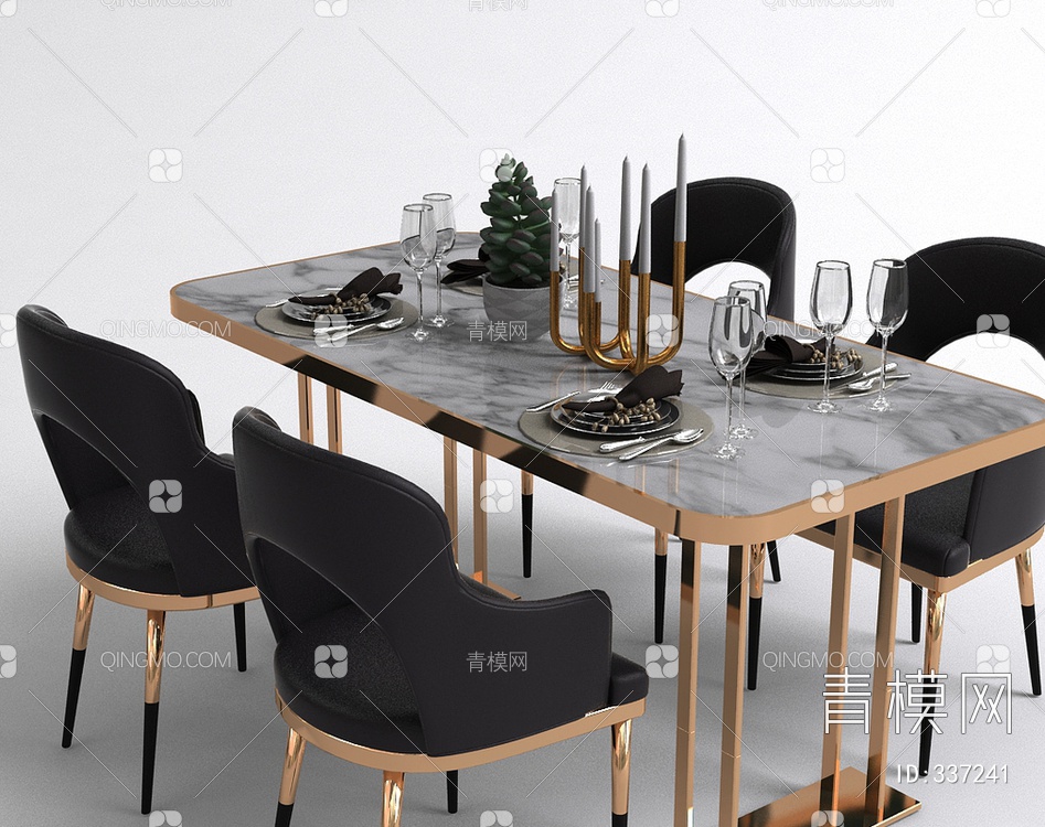 餐桌椅组合3D模型下载【ID:337241】