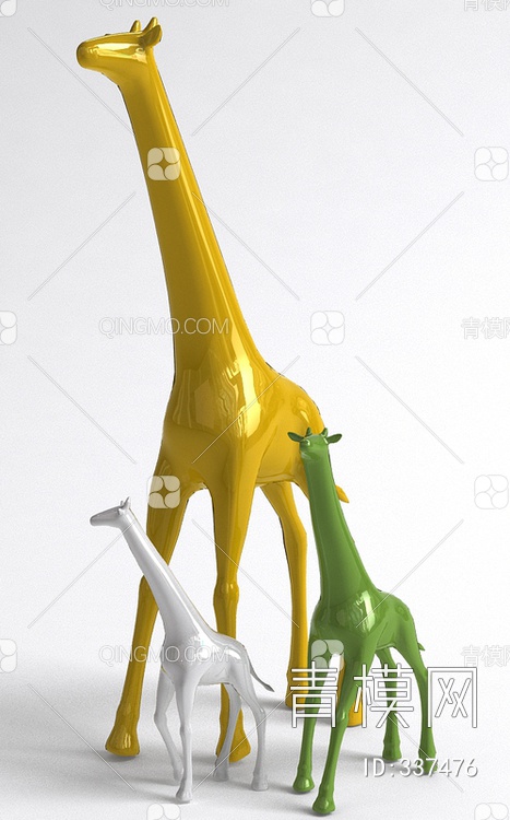 长颈鹿雕塑3D模型下载【ID:337476】