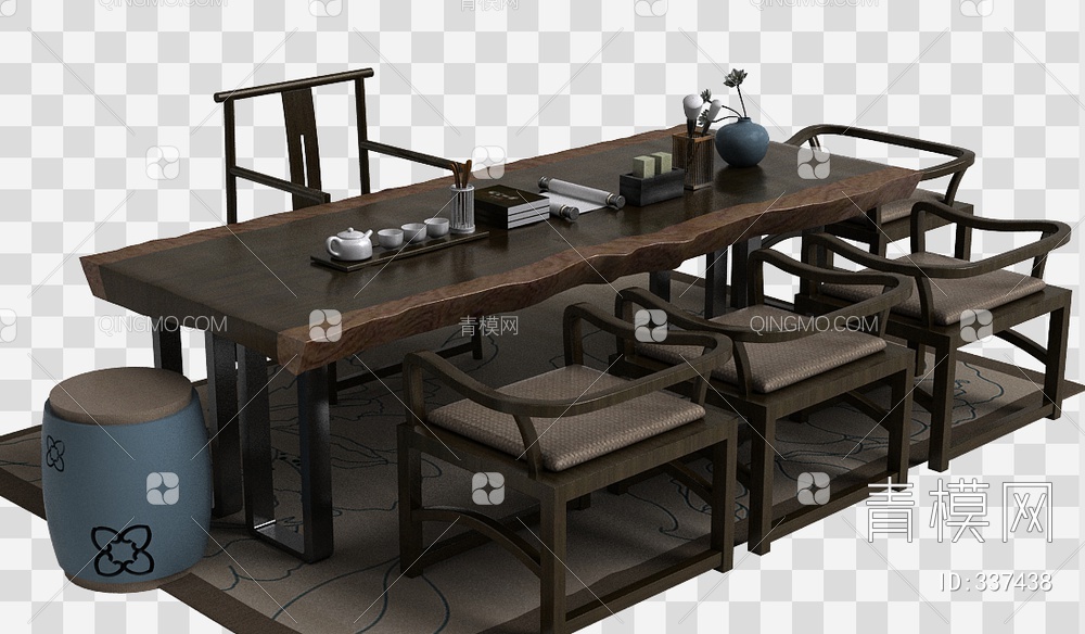 茶桌椅组合3D模型下载【ID:337438】