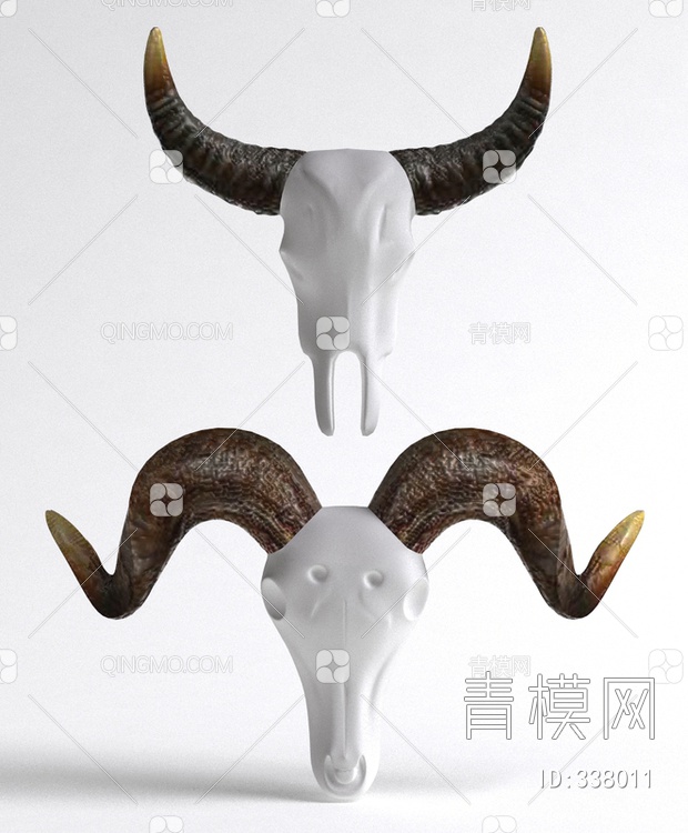 动物角壁饰3D模型下载【ID:338011】