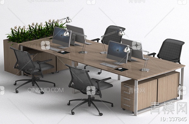 19年款办公桌椅3D模型下载【ID:337845】