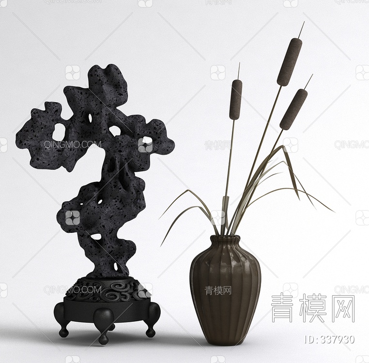 石头花瓶摆件3D模型下载【ID:337930】