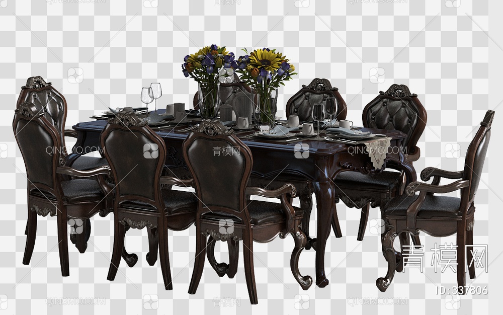 餐桌椅组合3D模型下载【ID:337806】