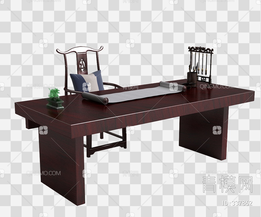 书桌椅组合3D模型下载【ID:337862】
