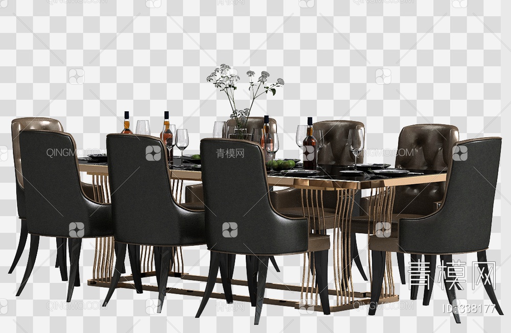 餐桌椅组合3D模型下载【ID:338177】