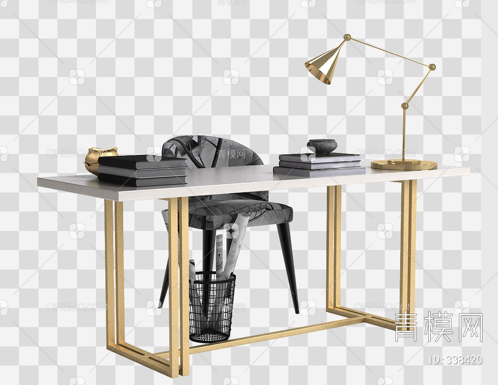 书桌椅组合3D模型下载【ID:338420】