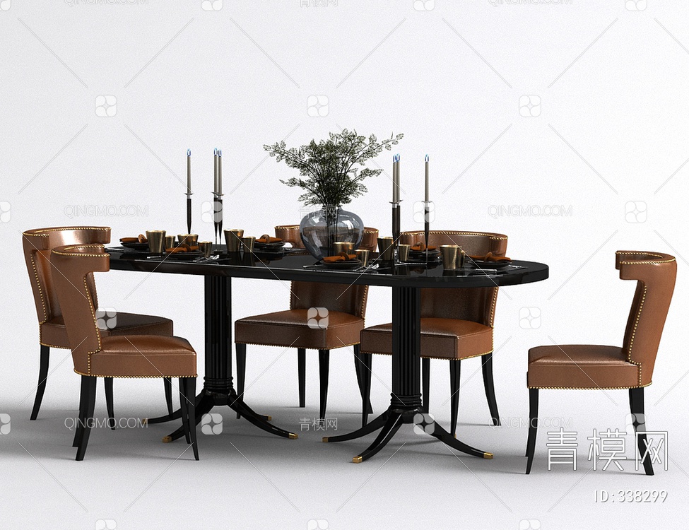 餐桌椅组合3D模型下载【ID:338299】