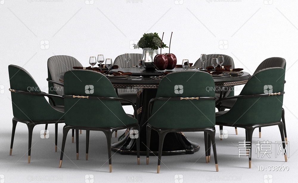 餐桌椅组合3D模型下载【ID:338290】