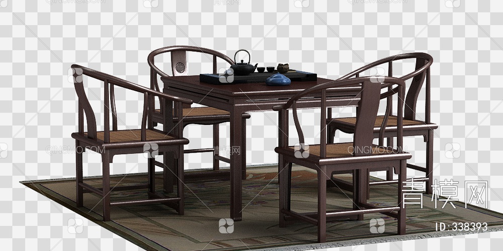 茶桌椅组合3D模型下载【ID:338393】