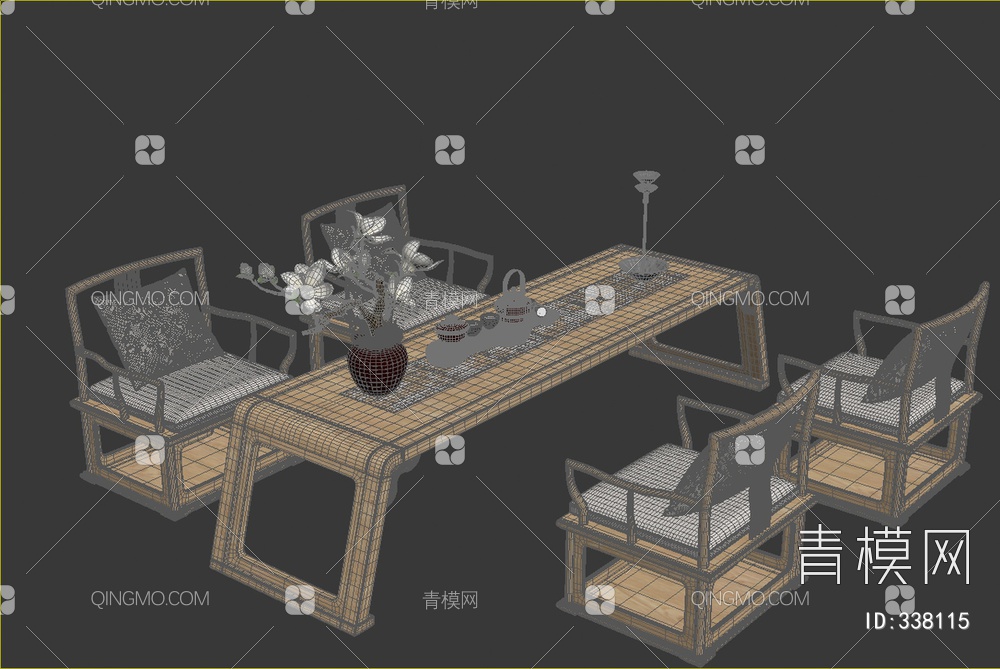 书桌椅组合3D模型下载【ID:338115】