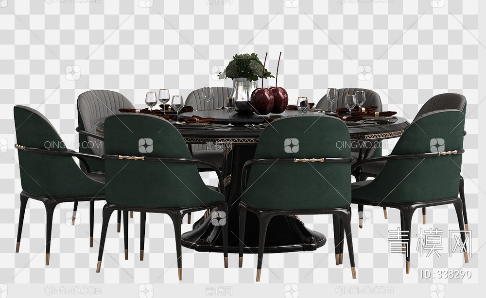 餐桌椅组合3D模型下载【ID:338290】