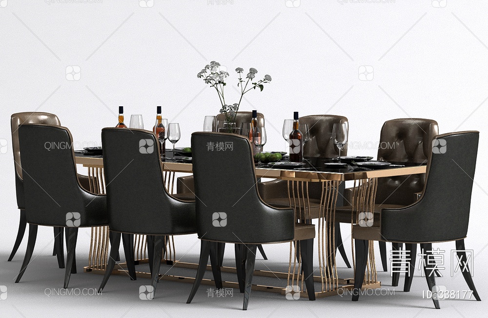 餐桌椅组合3D模型下载【ID:338177】