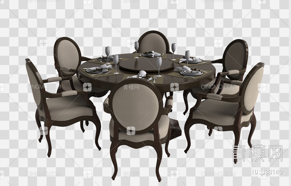 餐桌椅3D模型下载【ID:338140】