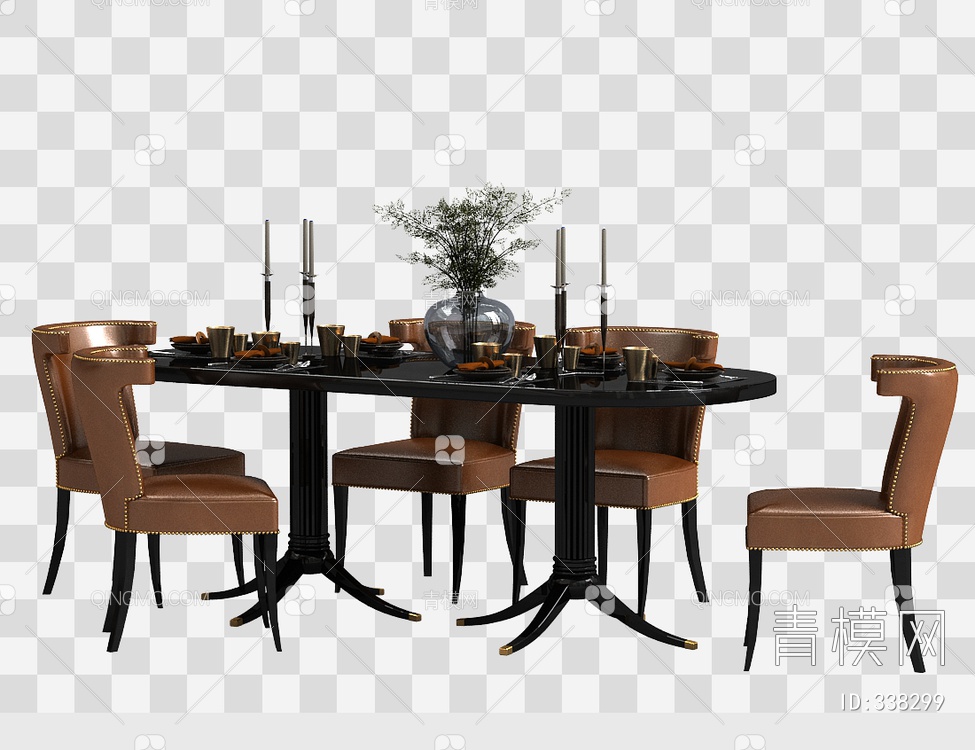 餐桌椅组合3D模型下载【ID:338299】
