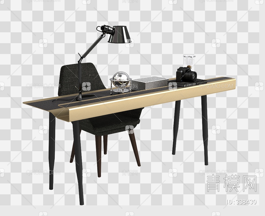 书桌椅组合3D模型下载【ID:338430】