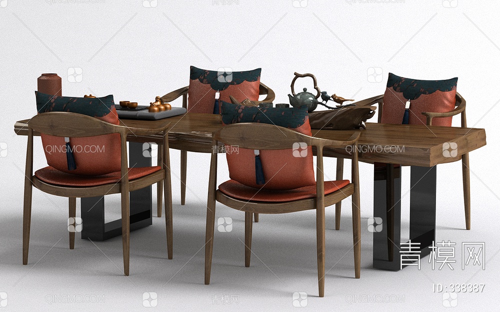茶桌椅组合3D模型下载【ID:338387】