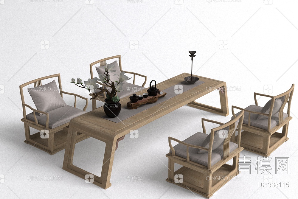 书桌椅组合3D模型下载【ID:338115】
