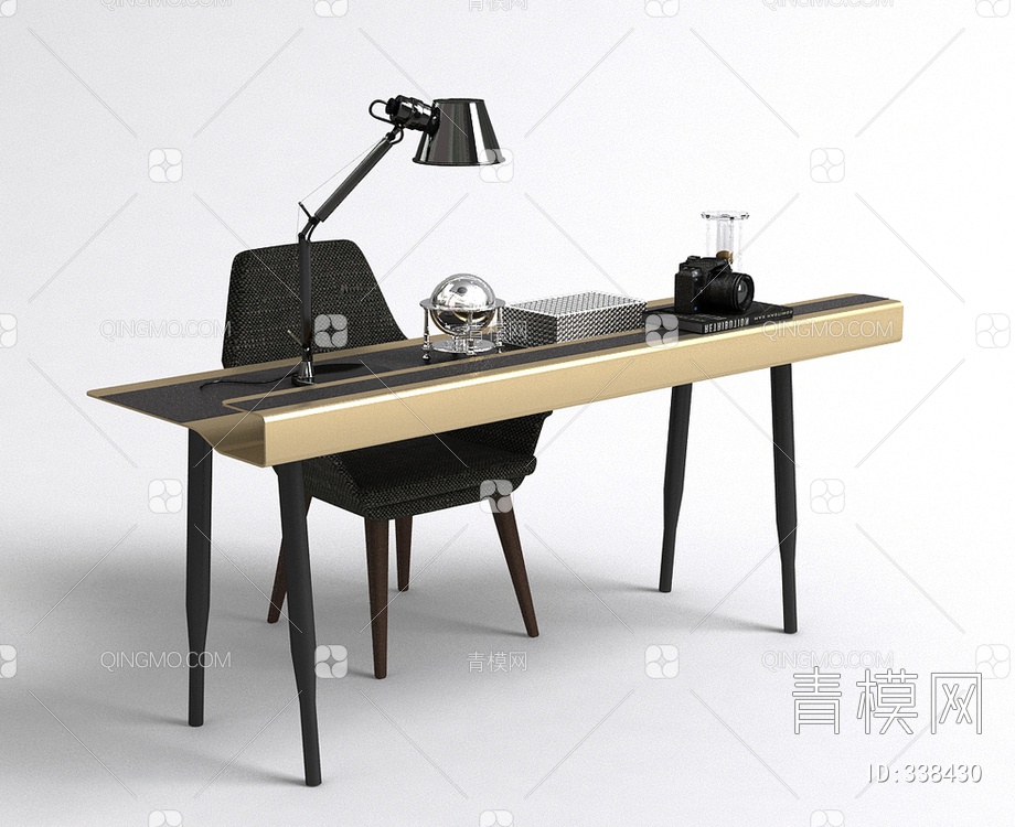 书桌椅组合3D模型下载【ID:338430】