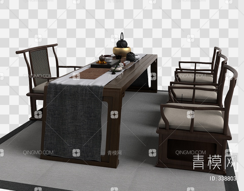 茶桌椅3D模型下载【ID:338803】