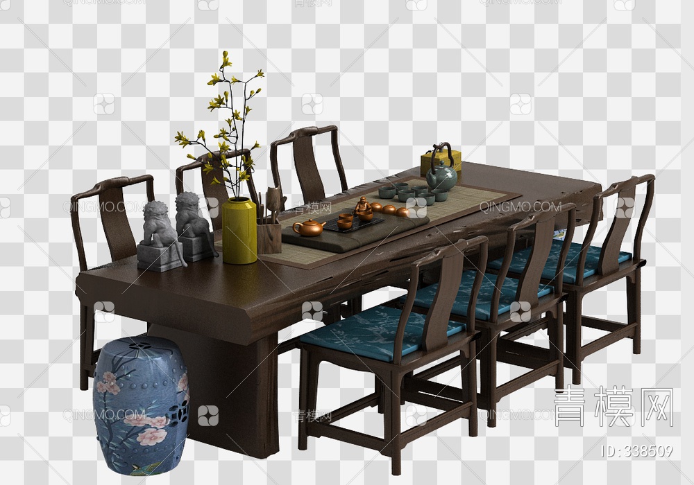 茶桌椅组合3D模型下载【ID:338509】