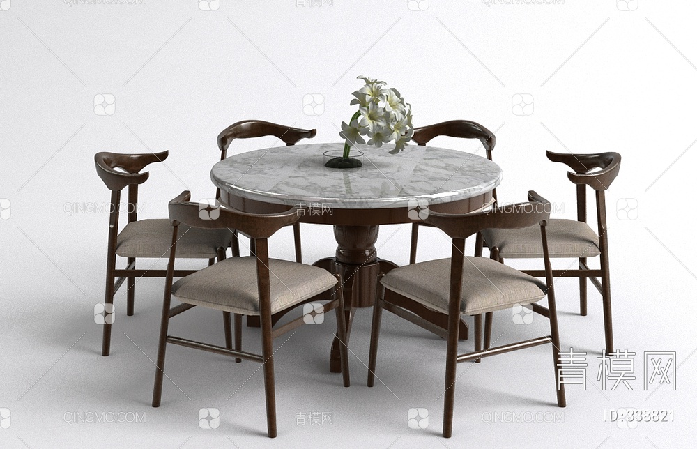 餐桌椅组合3D模型下载【ID:338821】