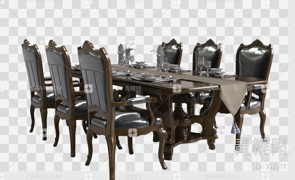 餐桌椅组合3D模型下载【ID:338819】