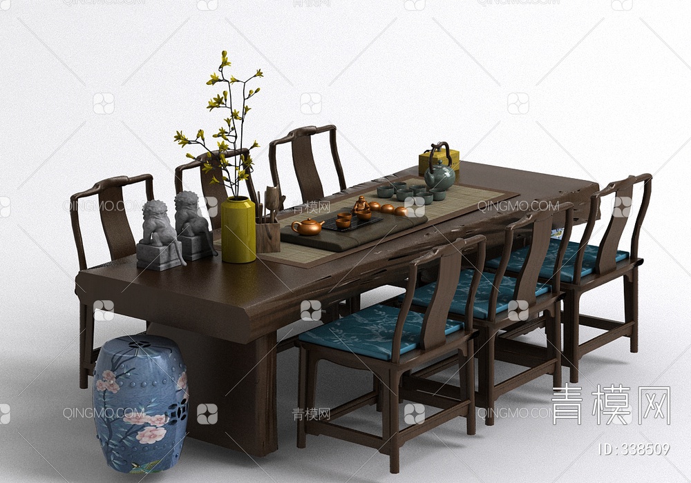 茶桌椅组合3D模型下载【ID:338509】