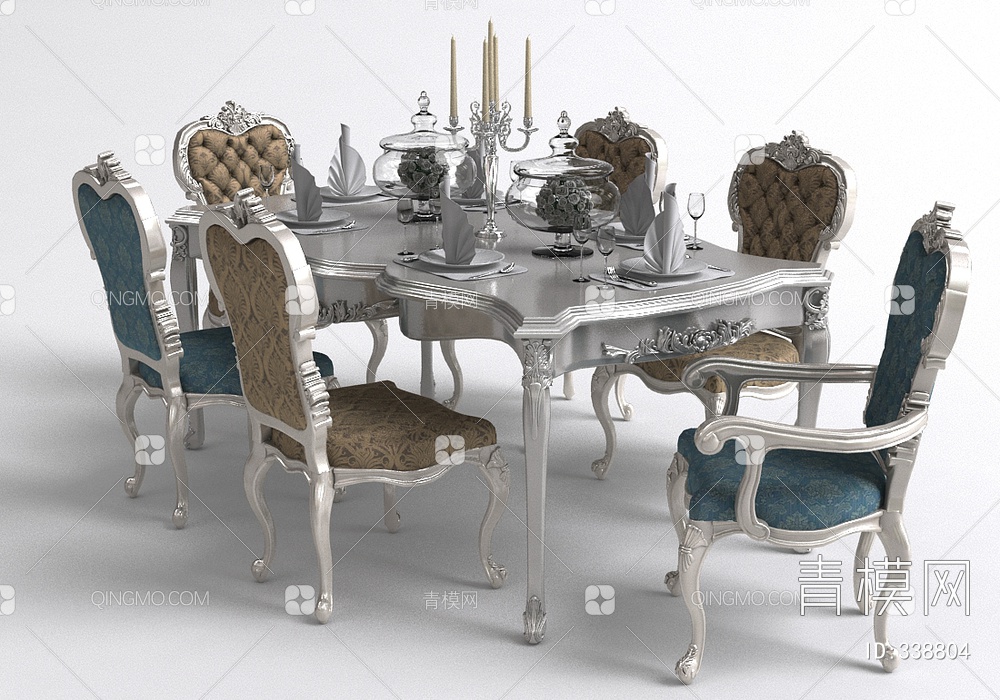 餐桌椅组合3D模型下载【ID:338804】