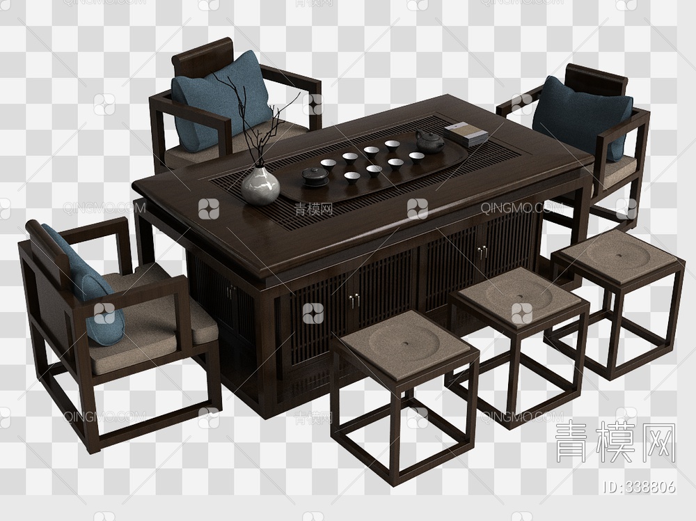 茶桌椅3D模型下载【ID:338806】