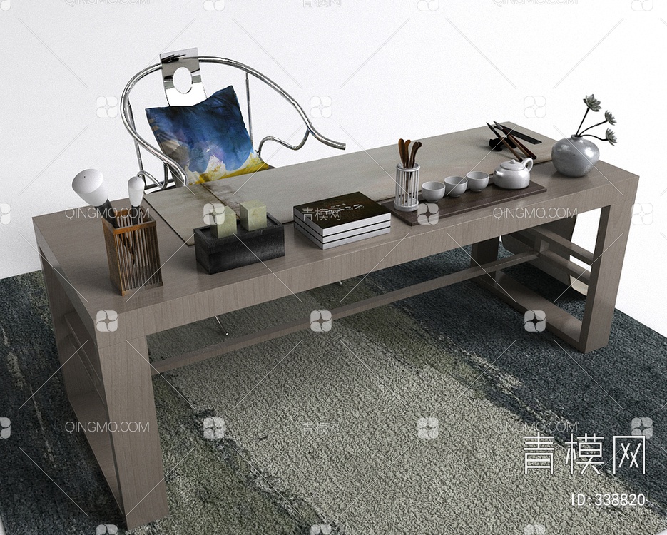 书桌组合3D模型下载【ID:338820】