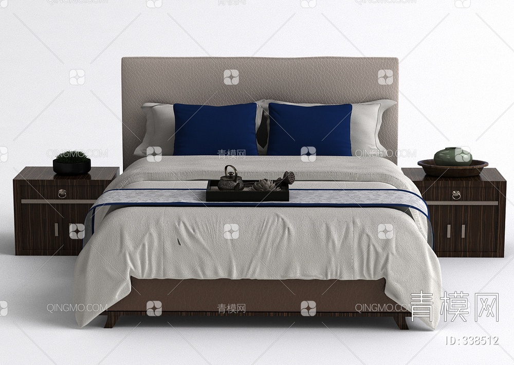 卧室双人床3D模型下载【ID:338512】