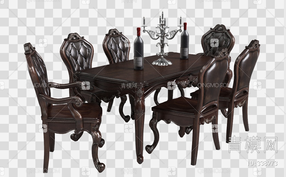 餐桌椅组合3D模型下载【ID:338973】
